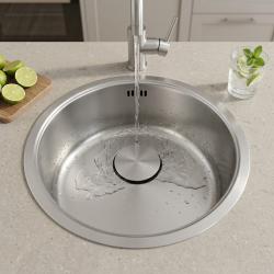 Pure.Sink Rondo RVS Ronde Spoelbak Vlakinbouw, Onderbouw en Opbouw 37 cm PRN38-02